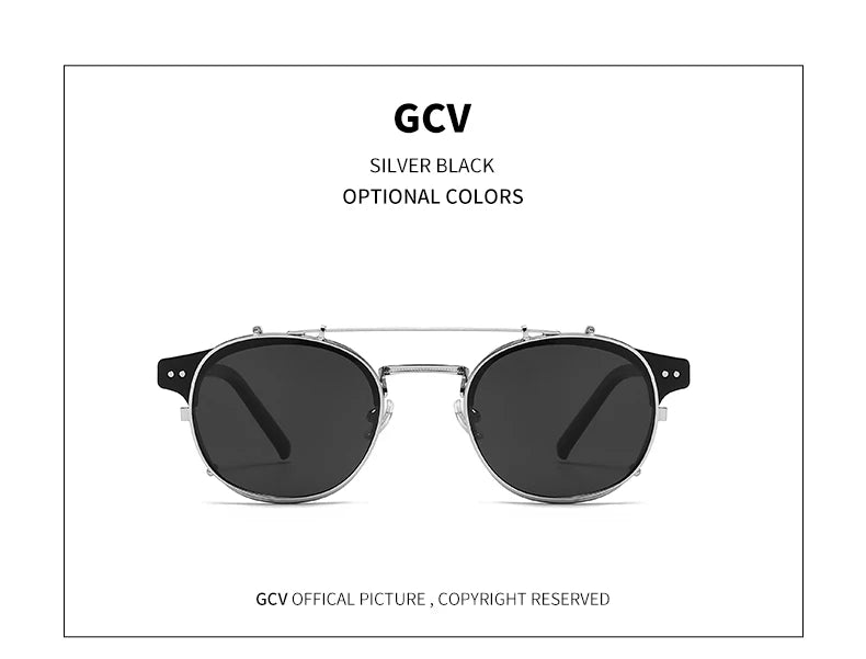 GCV Double couche lentille amovible lunettes de soleil les lunettes Blu-Ray acétate gothique rétro Steampunk polarisées hommes femmes lunettes de soleil