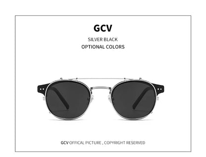 GCV Double couche lentille amovible lunettes de soleil les lunettes Blu-Ray acétate gothique rétro Steampunk polarisées hommes femmes lunettes de soleil