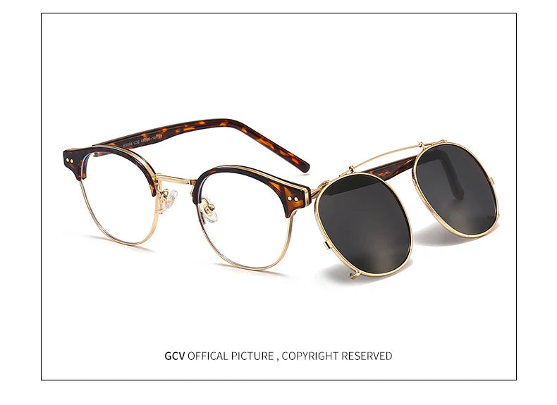 GCV Double couche lentille amovible lunettes de soleil les lunettes Blu-Ray acétate gothique rétro Steampunk polarisées hommes femmes lunettes de soleil