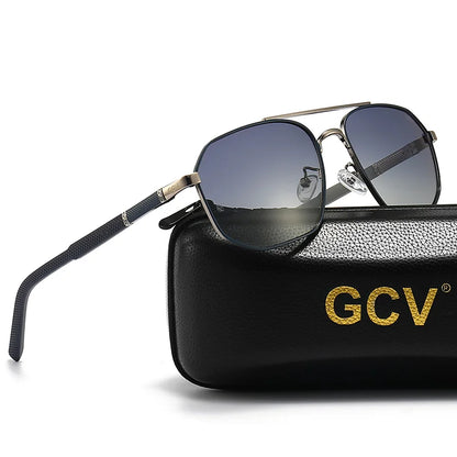 GCV 2025 marque classique pilote carré lunettes de soleil polarisées cadre en métal hommes conduite mâle lunettes de soleil lunettes UV blocage luxe
