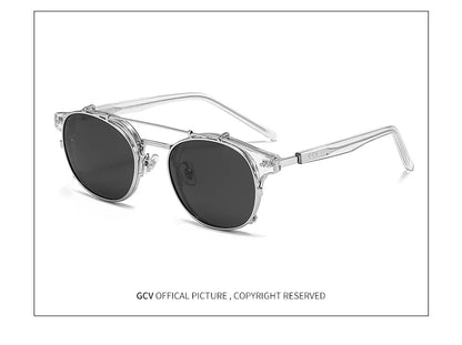 GCV Double couche lentille amovible lunettes de soleil les lunettes Blu-Ray acétate gothique rétro Steampunk polarisées hommes femmes lunettes de soleil
