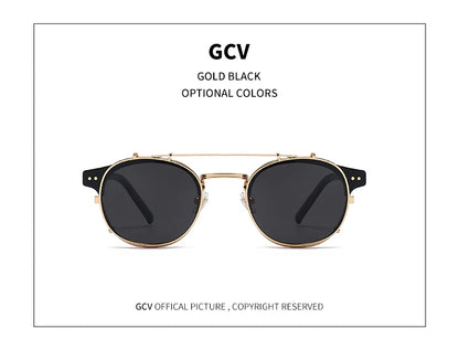 GCV Double couche lentille amovible lunettes de soleil les lunettes Blu-Ray acétate gothique rétro Steampunk polarisées hommes femmes lunettes de soleil