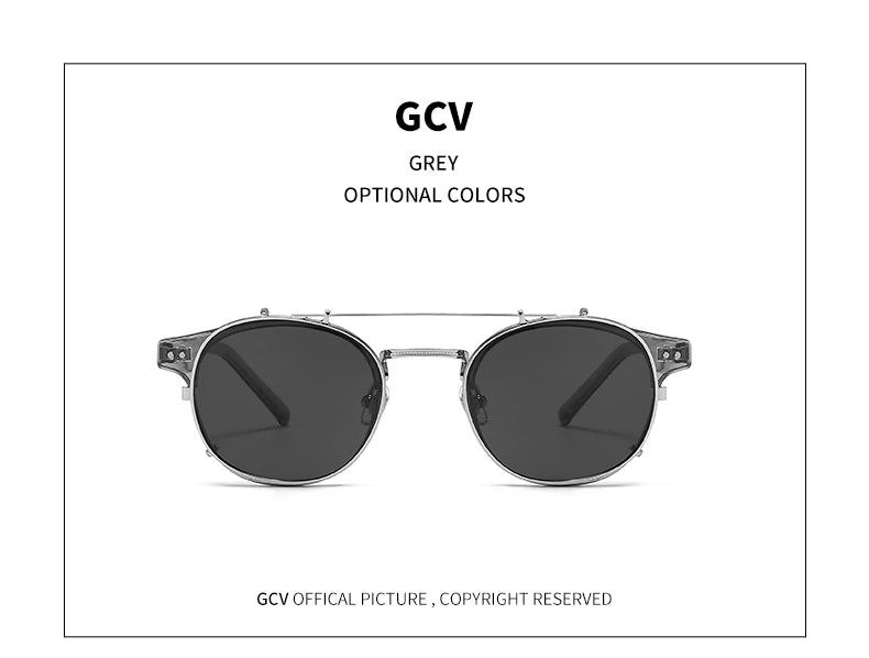GCV Double couche lentille amovible lunettes de soleil les lunettes Blu-Ray acétate gothique rétro Steampunk polarisées hommes femmes lunettes de soleil