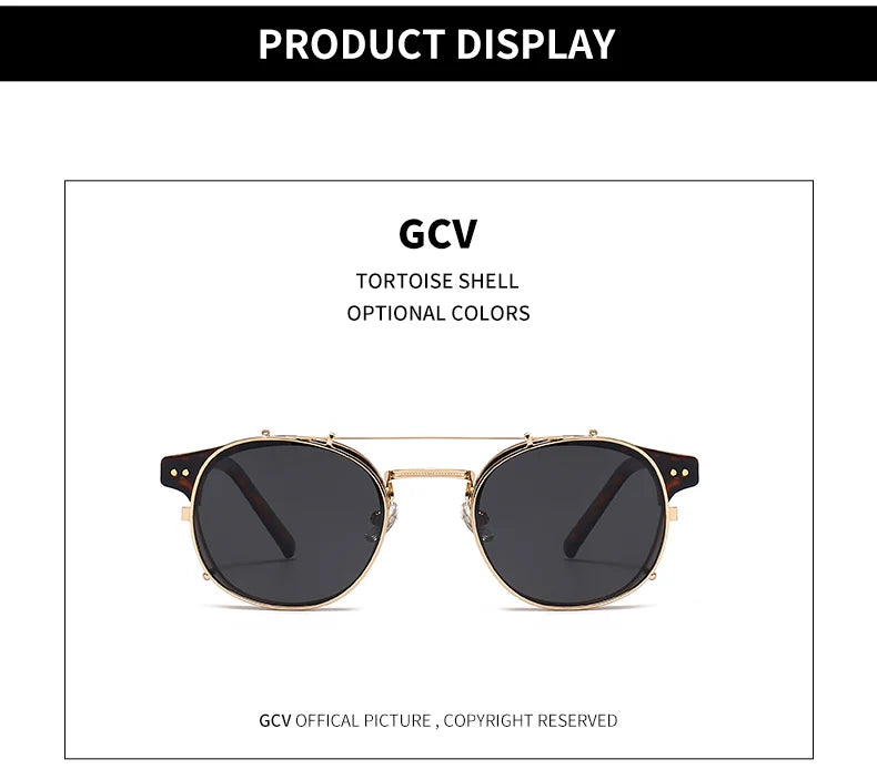 GCV Double couche lentille amovible lunettes de soleil les lunettes Blu-Ray acétate gothique rétro Steampunk polarisées hommes femmes lunettes de soleil