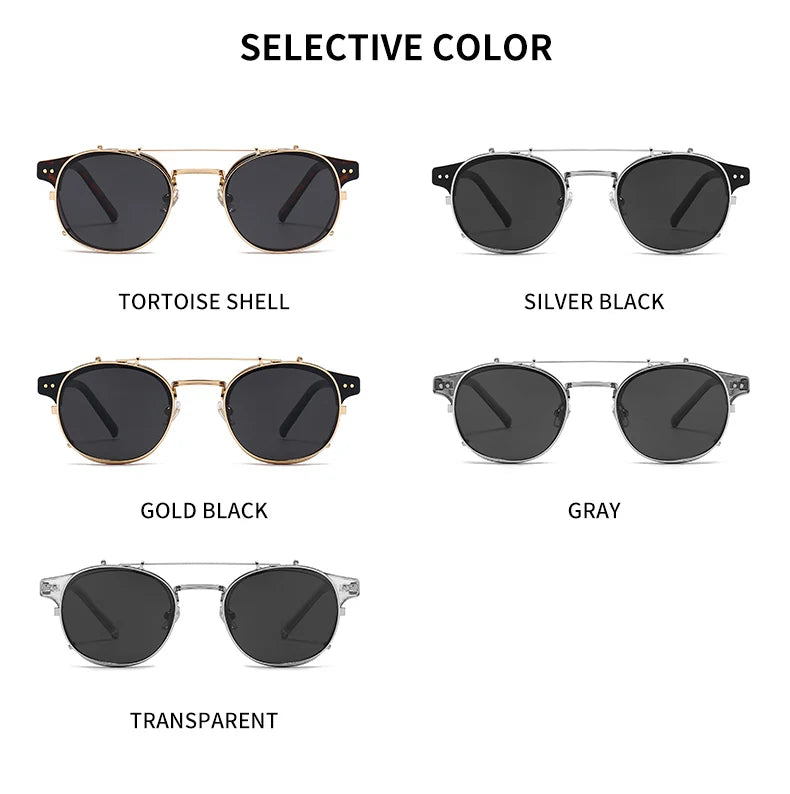 GCV Double couche lentille amovible lunettes de soleil les lunettes Blu-Ray acétate gothique rétro Steampunk polarisées hommes femmes lunettes de soleil