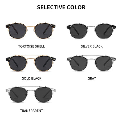 GCV Double couche lentille amovible lunettes de soleil les lunettes Blu-Ray acétate gothique rétro Steampunk polarisées hommes femmes lunettes de soleil