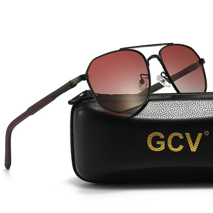 GCV 2025 marque classique pilote carré lunettes de soleil polarisées cadre en métal hommes conduite mâle lunettes de soleil lunettes UV blocage luxe