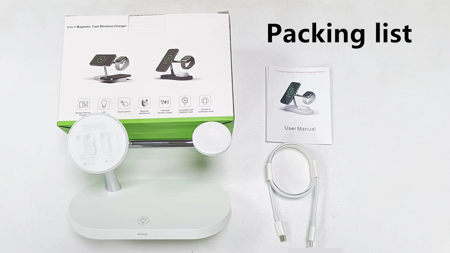 Support de chargeur sans fil 3 en 1 pour iPhone 12/13/14/15/16/17, Station de charge rapide pour Apple Watch 10 9 8 7 6 5 4 Airpods 2 3 Pro