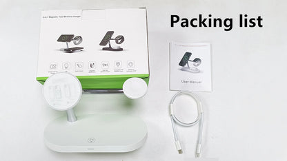 Support de chargeur sans fil 3 en 1 pour iPhone 12/13/14/15/16/17, Station de charge rapide pour Apple Watch 10 9 8 7 6 5 4 Airpods 2 3 Pro