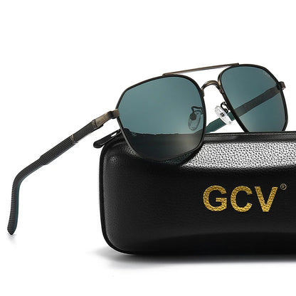 GCV 2025 marque classique pilote carré lunettes de soleil polarisées cadre en métal hommes conduite mâle lunettes de soleil lunettes UV blocage luxe