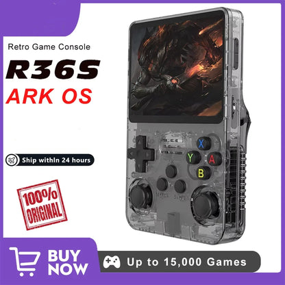 Console de jeu rétro R36S, système Arkos 2.0, carte unique 3.5 pouces, lecteur vidéo de poche portable, 64 Go, 128 Go, 20000 jeux