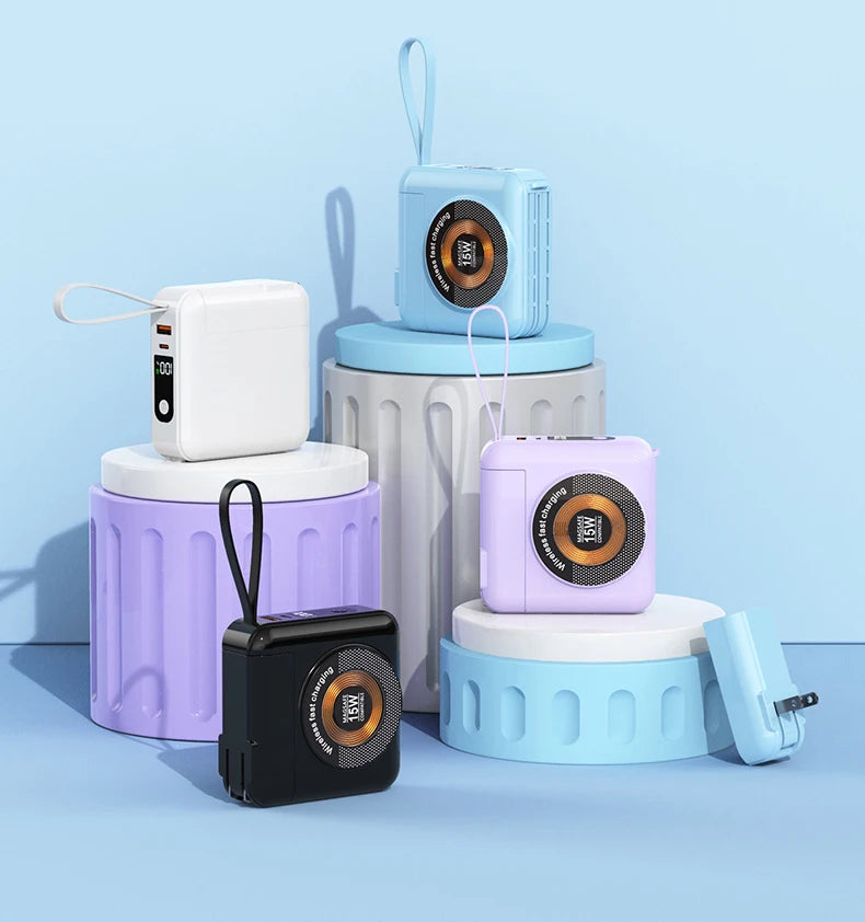 20000mAh Magsafe batterie externe avec câble amovible prise ca chargeur mural 22.5W charge rapide pour iPhone 16 Xiaomi Samsung Powerbank