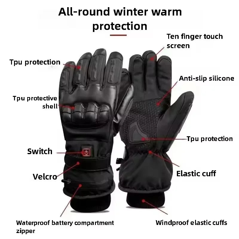 Gants chauffants électriques 5-7.4V hiver gants de moto imperméables chauds hommes femmes neige gants de cyclisme chauds temps froid conduite vélo