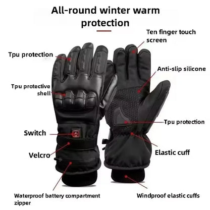Gants chauffants électriques 5-7.4V hiver gants de moto imperméables chauds hommes femmes neige gants de cyclisme chauds temps froid conduite vélo
