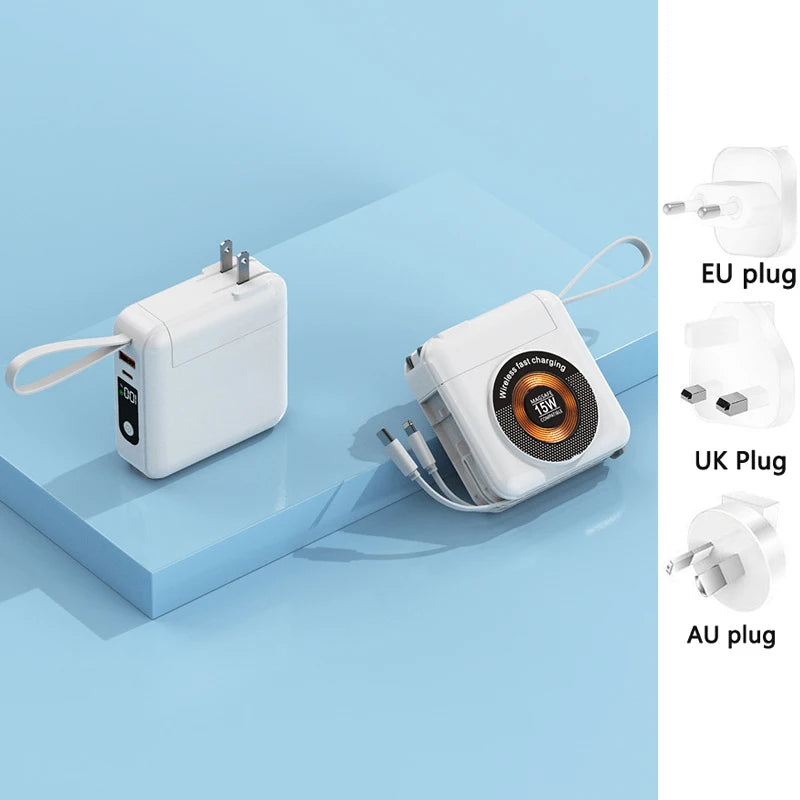 20000mAh Magsafe batterie externe avec câble amovible prise ca chargeur mural 22.5W charge rapide pour iPhone 16 Xiaomi Samsung Powerbank