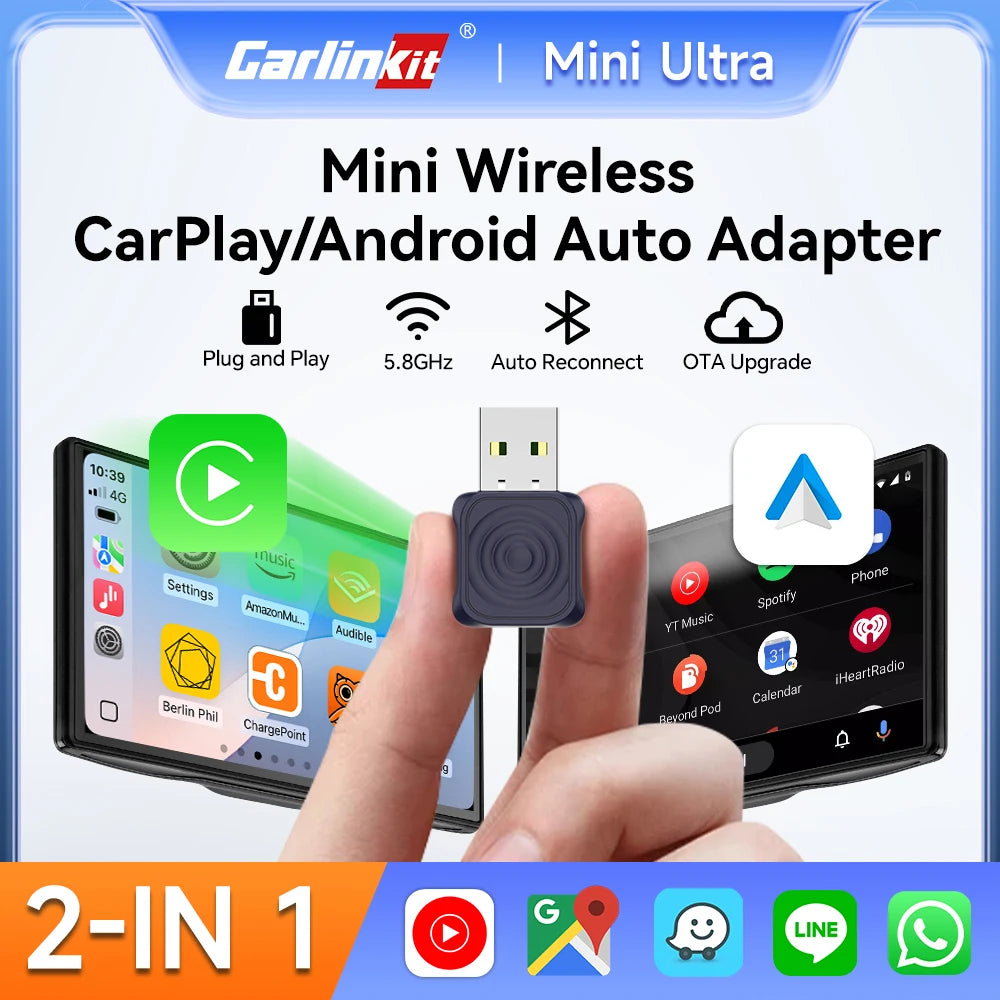 CarlinKit Mini adaptateur CarPlay sans fil 2025 nouveau Dongle sans fil Android Auto Wifi 5.8G boîte de connexion automatique prise en charge Spotify musique