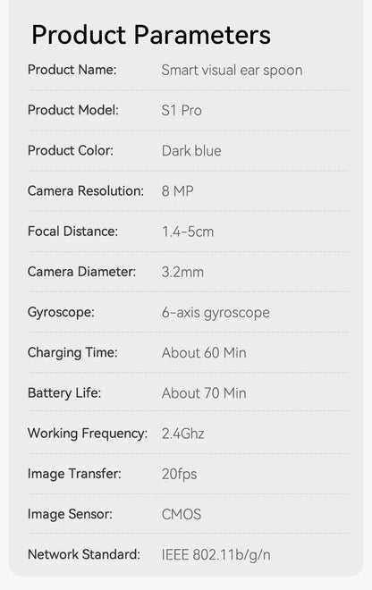 Nettoyeur de cire d'oreille visuel intelligent amélioré avec caméra, Endoscope HD 800W, outil de nettoyage visuel multifonctionnel d'oreille, comprend un stockage