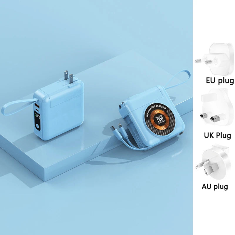 20000mAh Magsafe batterie externe avec câble amovible prise ca chargeur mural 22.5W charge rapide pour iPhone 16 Xiaomi Samsung Powerbank