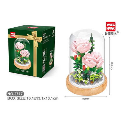 Micro blocs de construction de fleurs pour la décoration intérieure, fleur, lys, rose, tulipes, bouquet, destruction importante, AndrSunflower, mini brique, figurine, jouet avec affichage