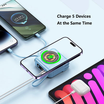 20000mAh Magsafe batterie externe avec câble amovible prise ca chargeur mural 22.5W charge rapide pour iPhone 16 Xiaomi Samsung Powerbank