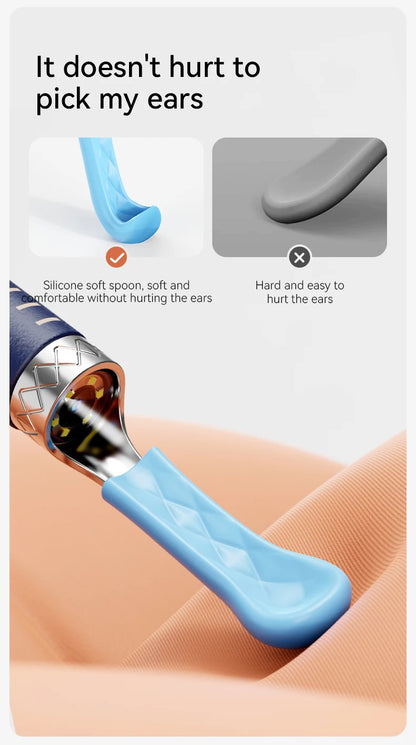 Nettoyeur de cire d'oreille visuel intelligent amélioré avec caméra, Endoscope HD 800W, outil de nettoyage visuel multifonctionnel d'oreille, comprend un stockage