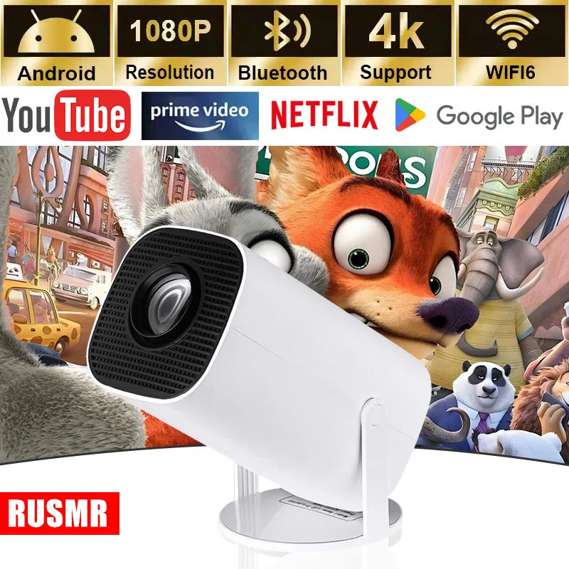 Mini projecteur intelligent portable P30 : Android 11, connectivité WiFi 6, compatibilité 4K/1080P, 1280 × 720P natif, idéal pour le cinéma maison