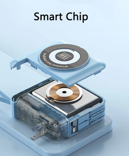 20000mAh Magsafe batterie externe avec câble amovible prise ca chargeur mural 22.5W charge rapide pour iPhone 16 Xiaomi Samsung Powerbank