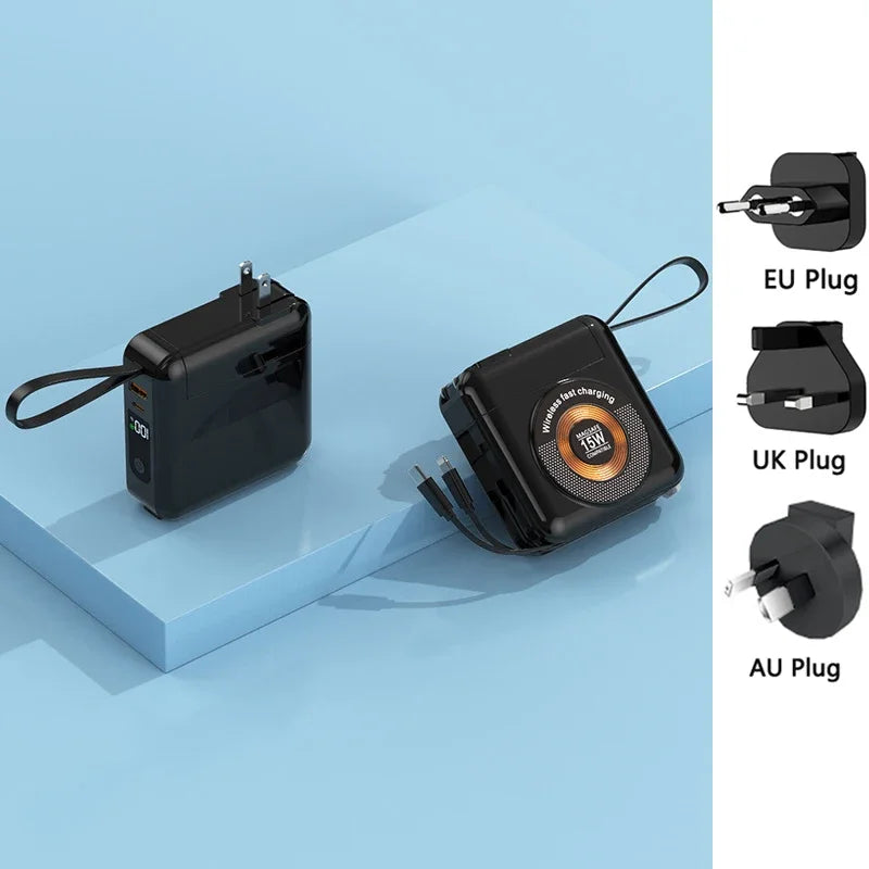 20000mAh Magsafe batterie externe avec câble amovible prise ca chargeur mural 22.5W charge rapide pour iPhone 16 Xiaomi Samsung Powerbank