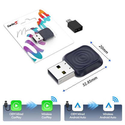 CarlinKit Mini adaptateur CarPlay sans fil 2025 nouveau Dongle sans fil Android Auto Wifi 5.8G boîte de connexion automatique prise en charge Spotify musique