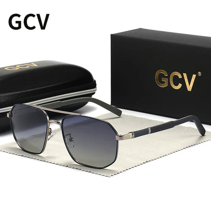 GCV 2025 marque classique pilote carré lunettes de soleil polarisées cadre en métal hommes conduite mâle lunettes de soleil lunettes UV blocage luxe