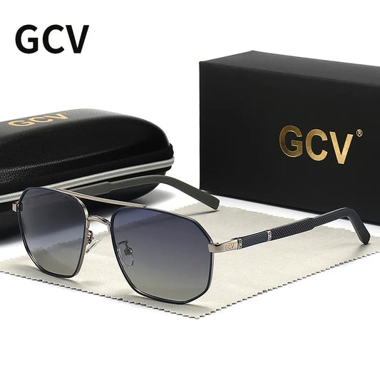 GCV 2025 marque classique pilote carré lunettes de soleil polarisées cadre en métal hommes conduite mâle lunettes de soleil lunettes UV blocage luxe